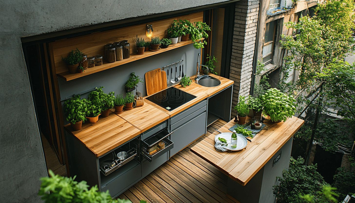 Maximiser l'espace d'une petite terrasse avec une cuisine fonctionnelle